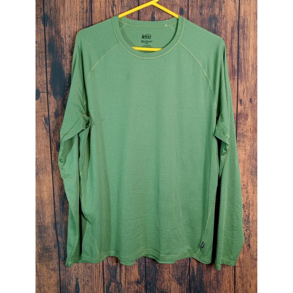 REI Co-op Mens Medium Green Long Sleeve Active T-Shirt Hiking Performance Top